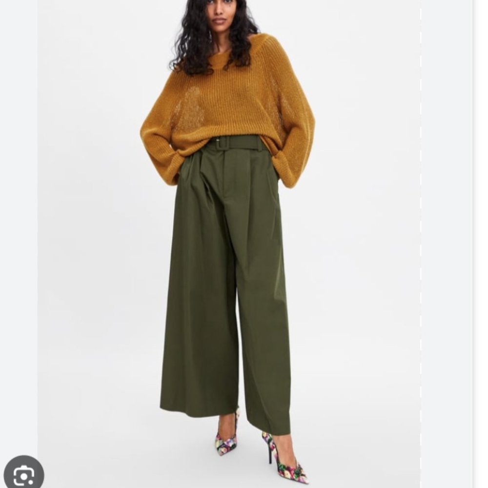 Zara Mustard Balloon Sleeve Knitted Sweater Size Medium